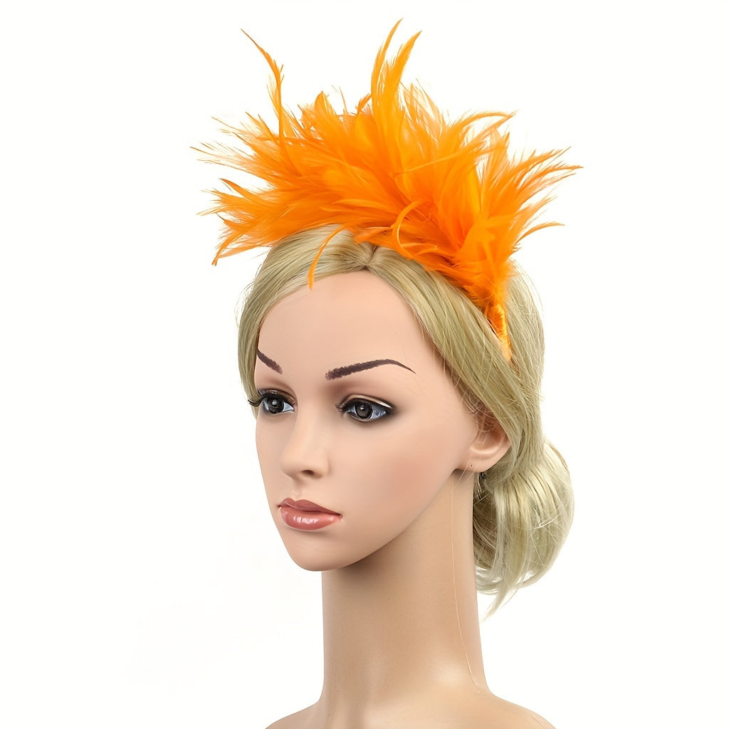 Faux Feather Headband Fascinator for Women Carnival Costume Hair Accessory