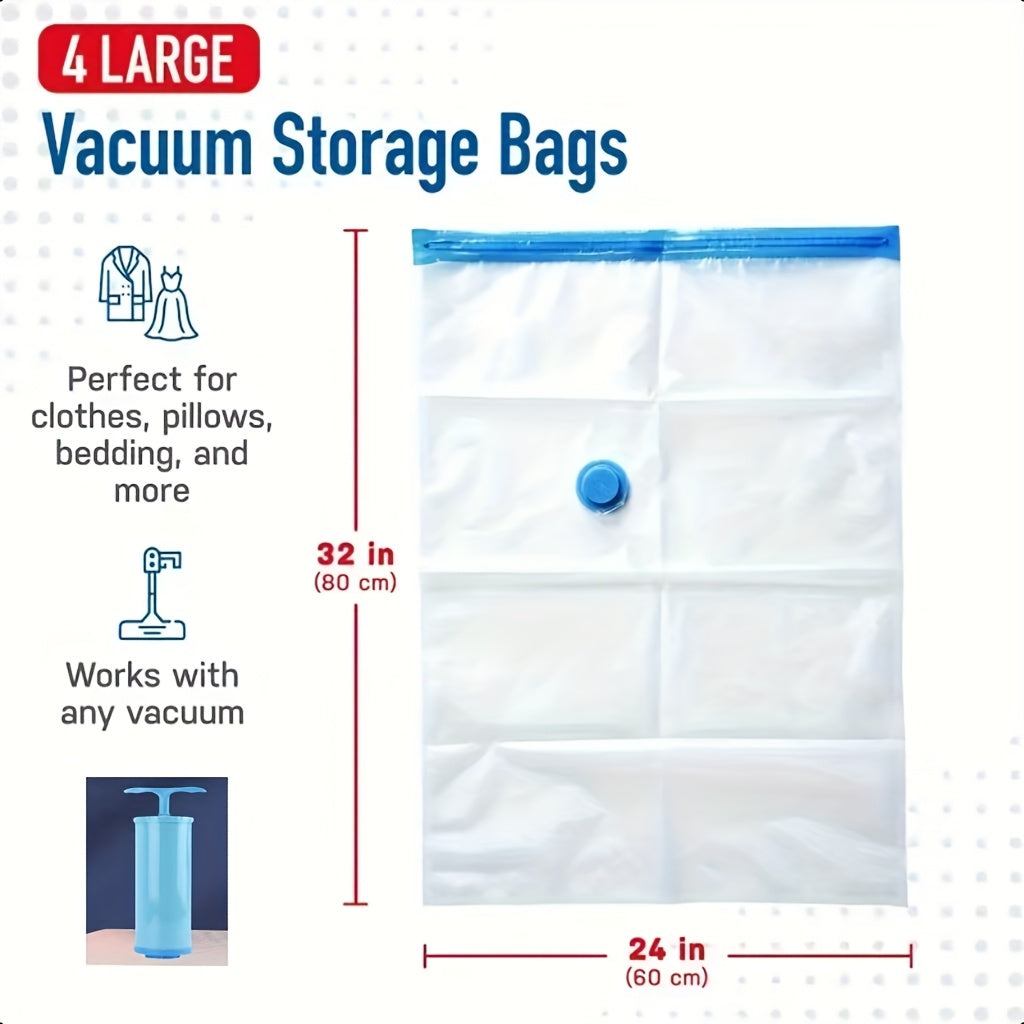 Katta hajmli 4 ta compressiya sumkasi bilan qo‘l pompasi - Kiyimlar, yostiq, quilt, yotoq to‘plami, sayohat va tashkilot uchun ideal