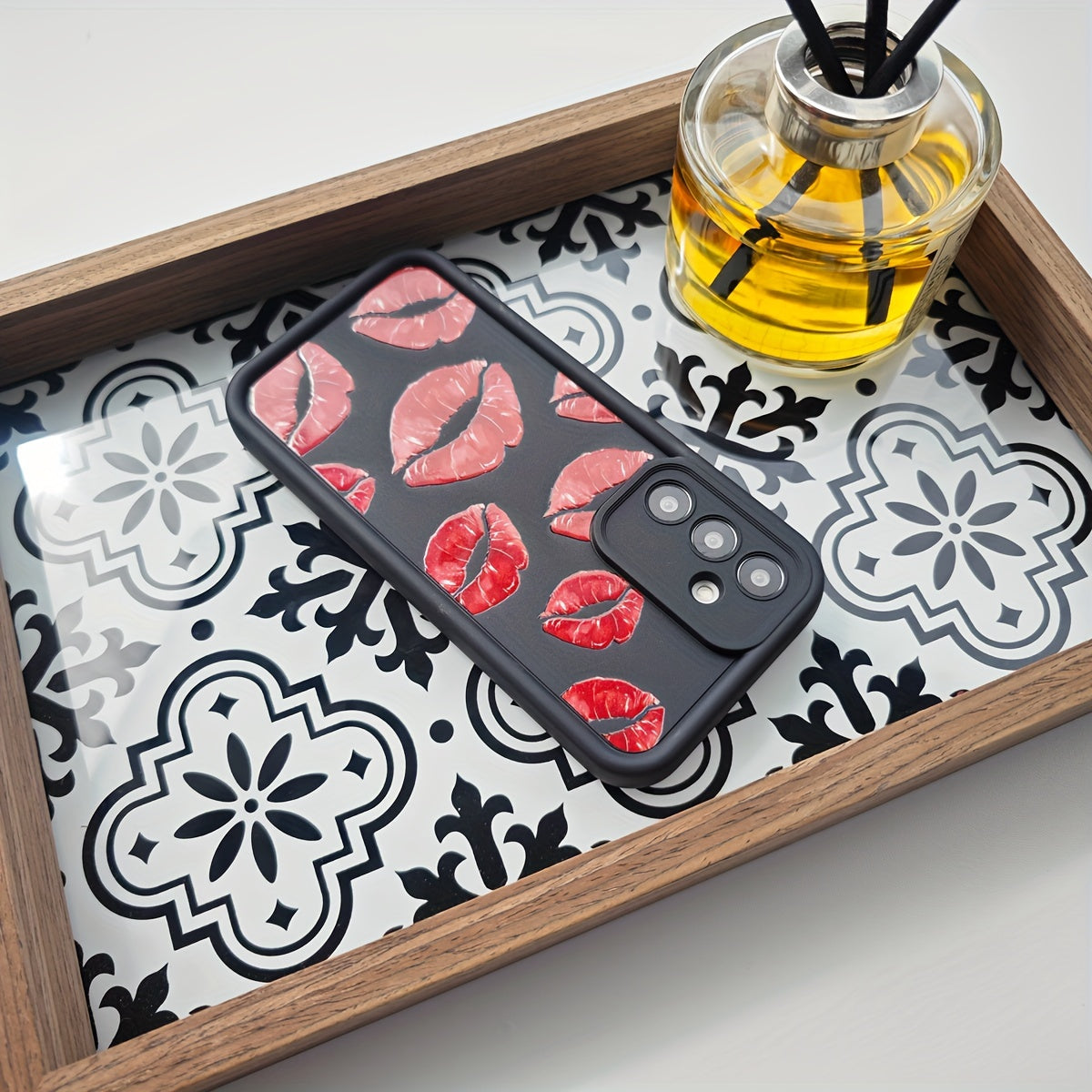 Red Lips Lipstick Phone Case for Xiaomi Redmi Frosted Black TPU European American Girls Trendy