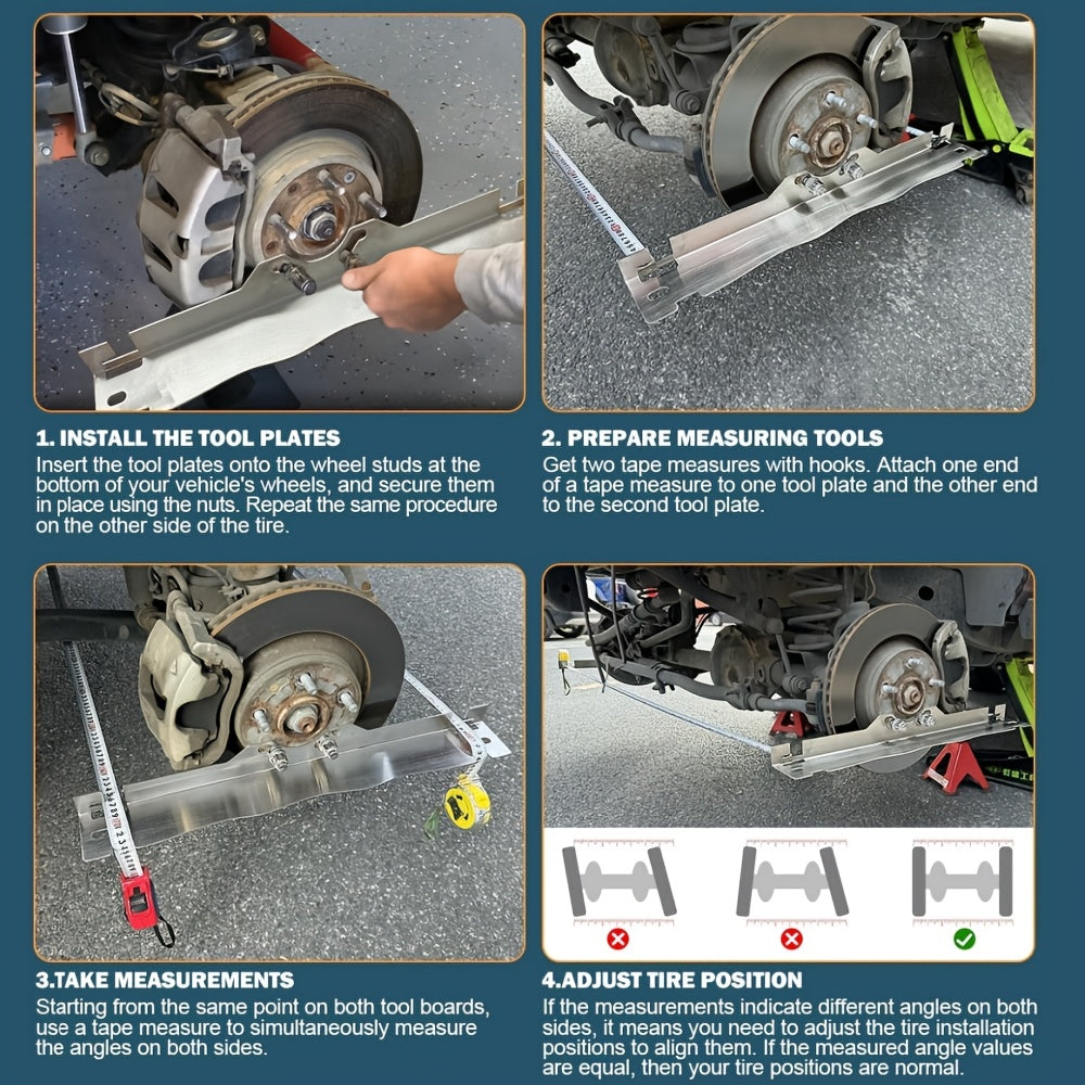 Универсальный набор инструментов для ремонта и регулировки колес из нержавеющей стали, черный и серебристый