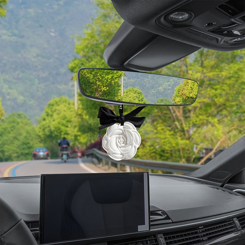 Car Scented Air Freshener Rose-Shaped Plaster White Flower Decor
