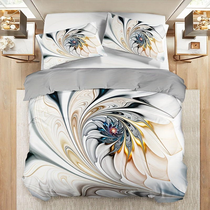 Marble Print Bedding Set 3 Piece Duvet Cover and Pillowcases Soft Comfort for Bedroom or Guest Room