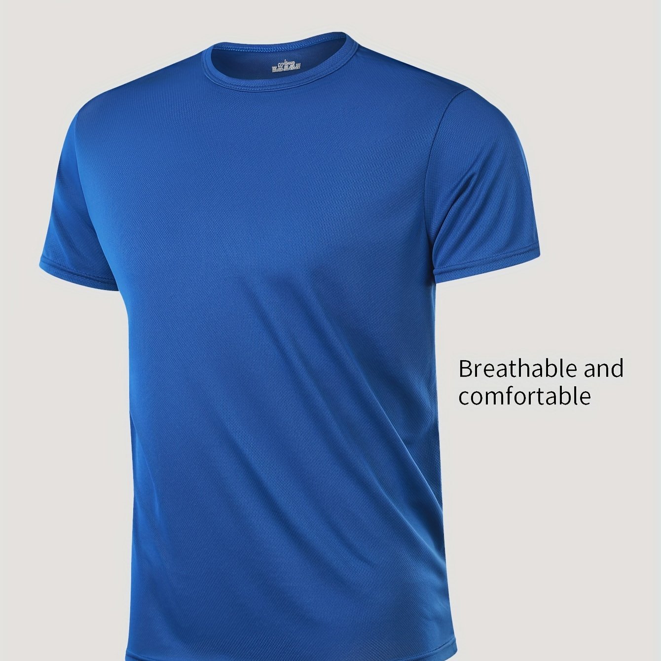 Men's Quick-Dry Athletic T-Shirt Breathable Moisture-Wicking Solid Color Crew Neck for Gym Running