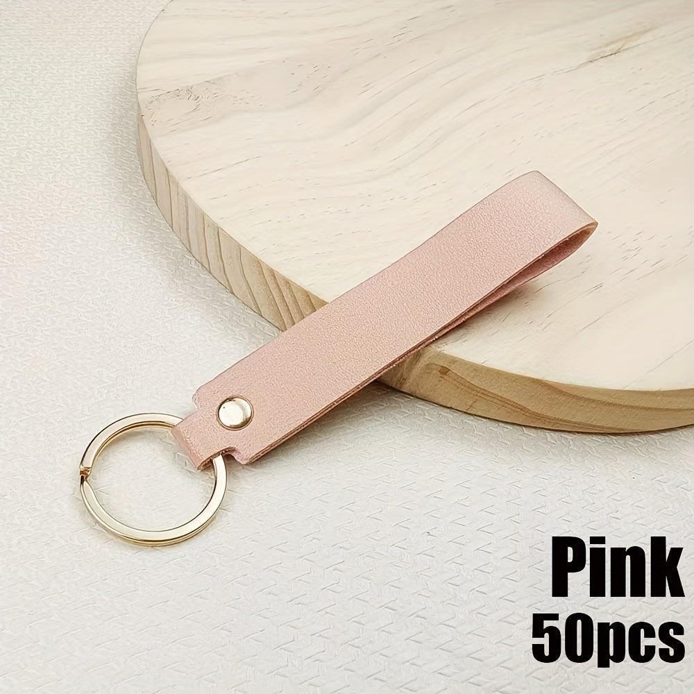 Set of 50 Leather Keychains for Personalization DIY Crafting Kit for Women