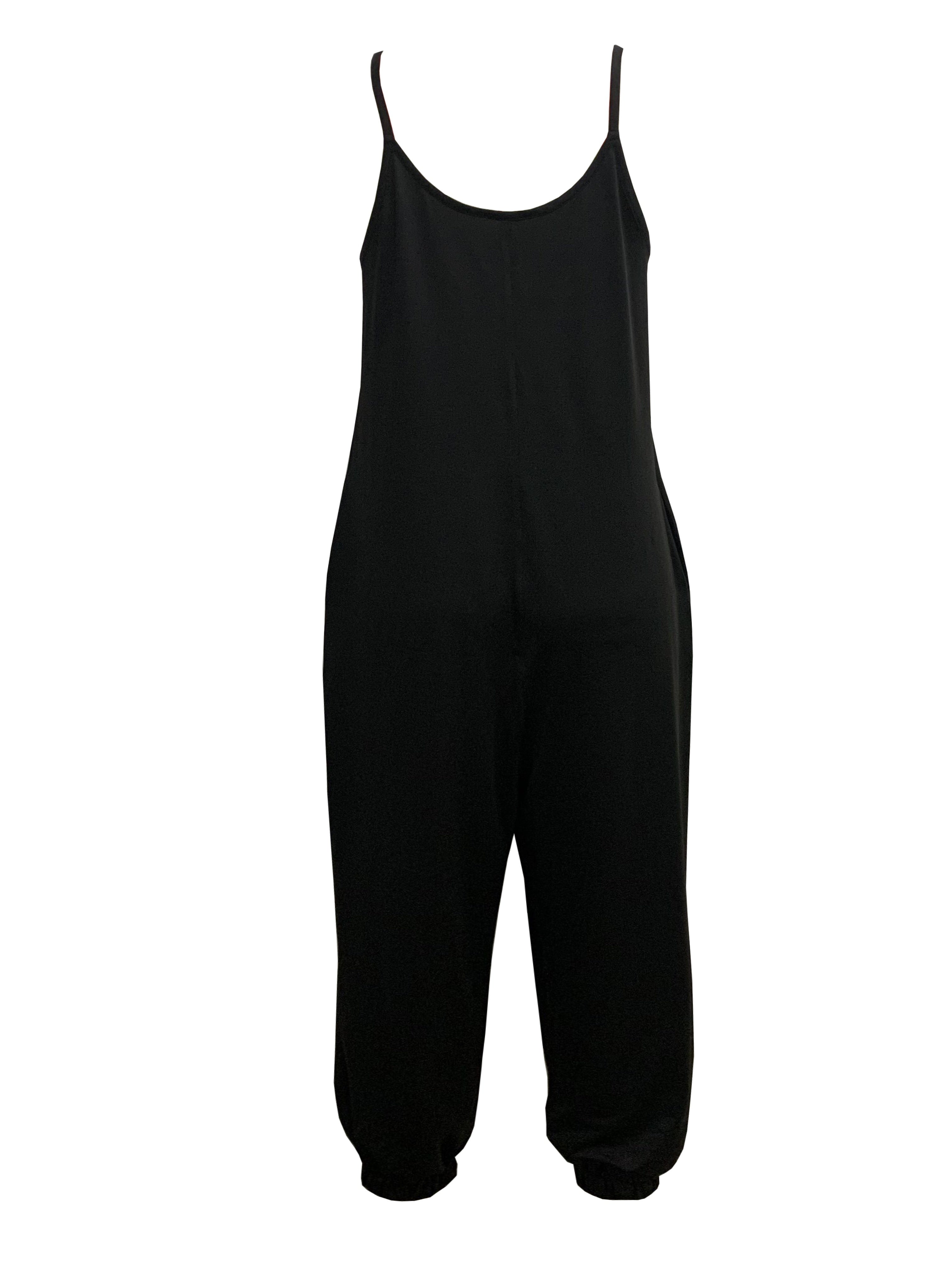 Plus Size Women's Sleeveless Ruched Jumpsuit Casual Pockets Clothing