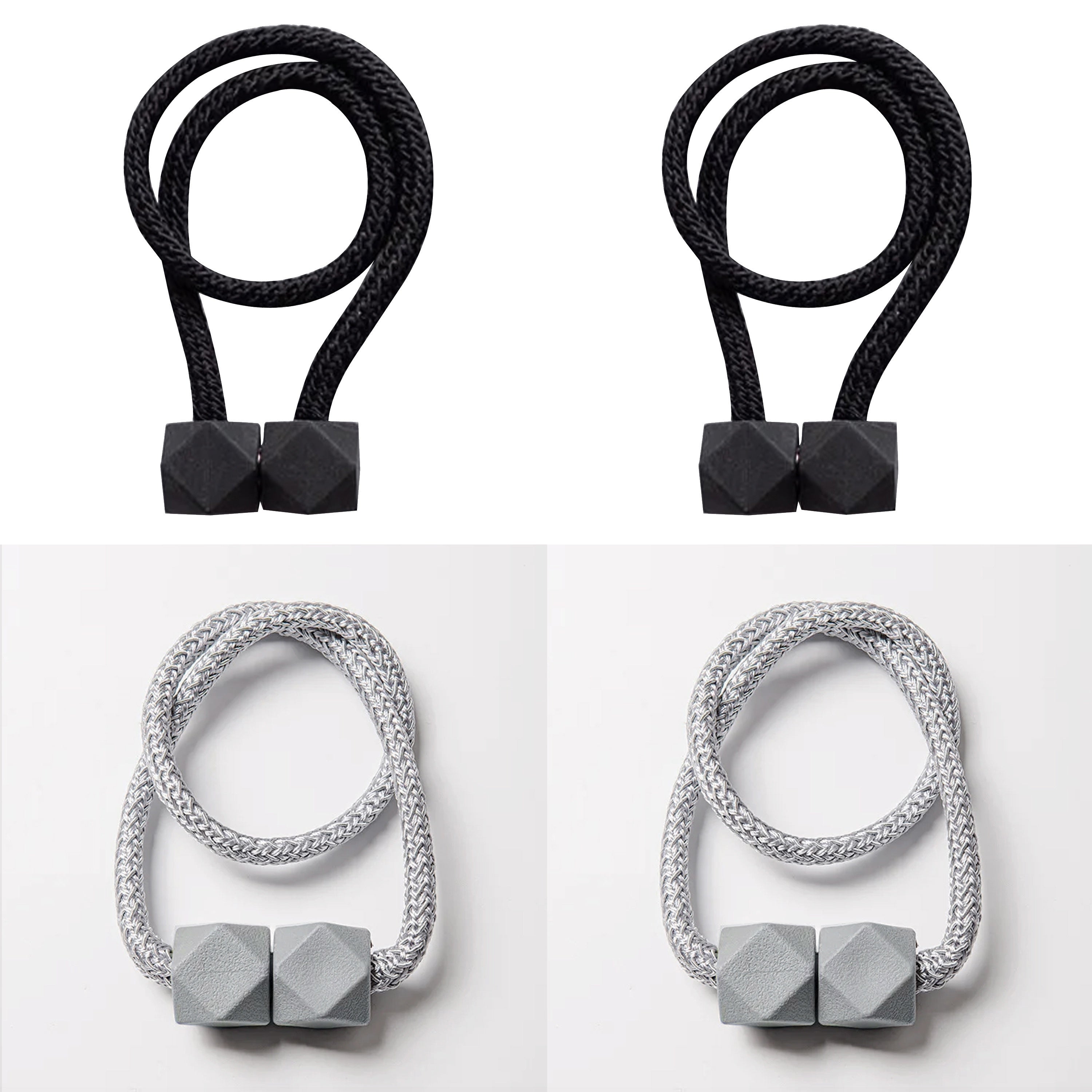 Cube Magnetic Curtain Tiebacks Set 4 Pieces Thick Rope Holdbacks for Bedroom Living Room