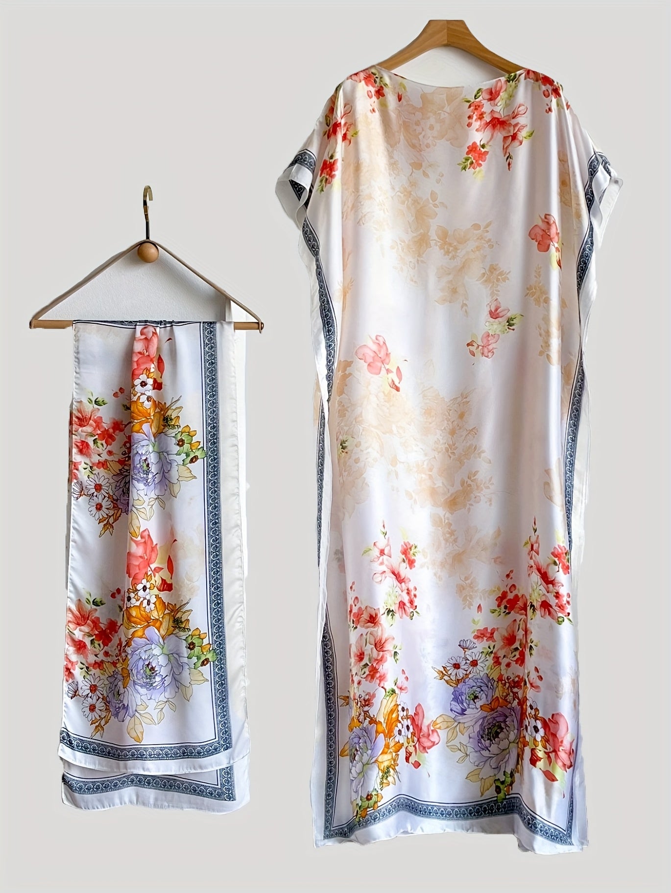 Платье женское большого размера с цветочным принтом и длинными рукавами батал для всех сезонов, повседневное