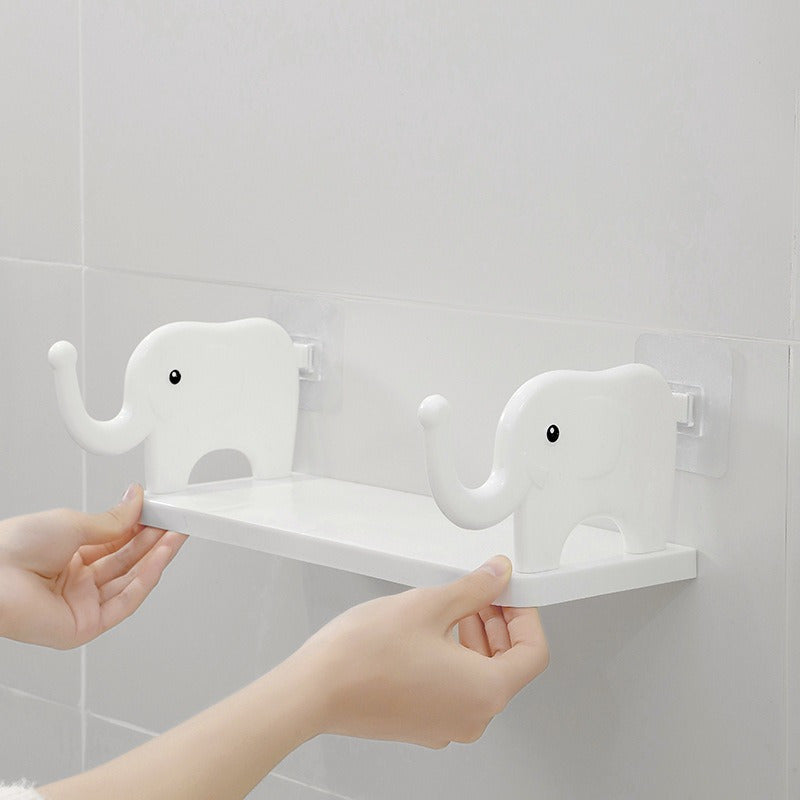 Wall-Mounted Elephant Storage Rack No Drilling Versatile Organizer for Kitchen Bathroom Study
