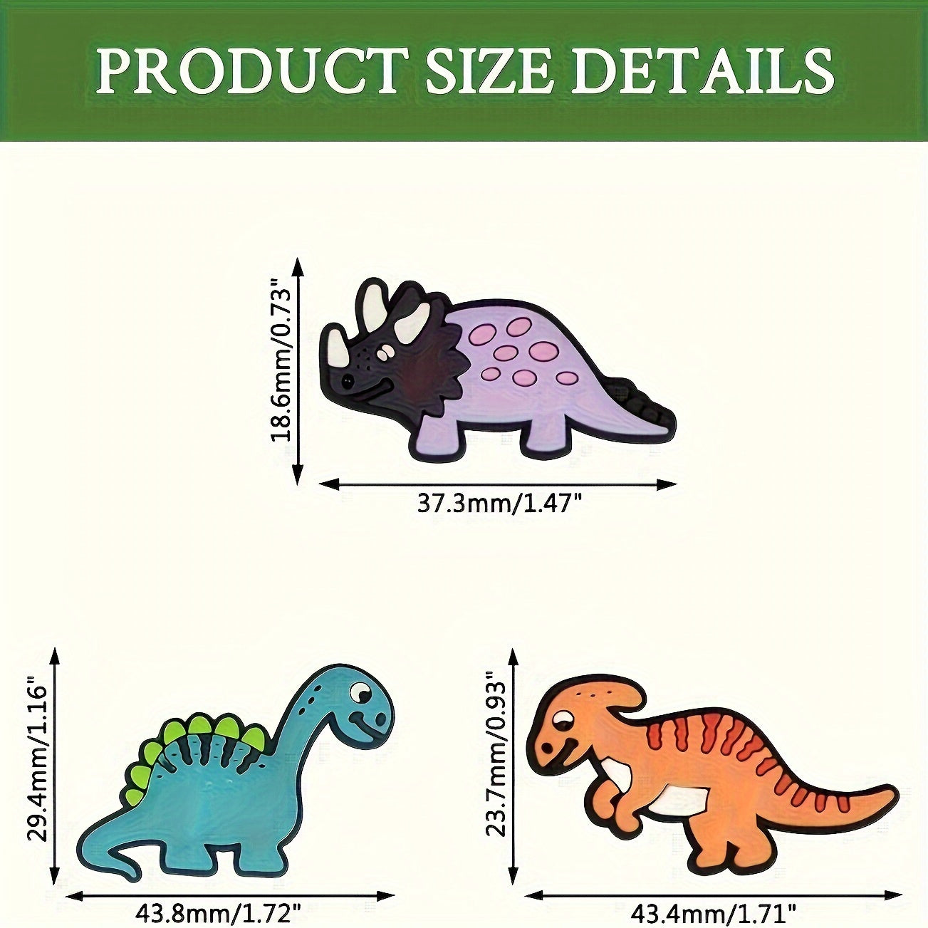 12-Pack Glow-in-the-Dark Dinosaur Charms PVC Craft Jewelry Decorations