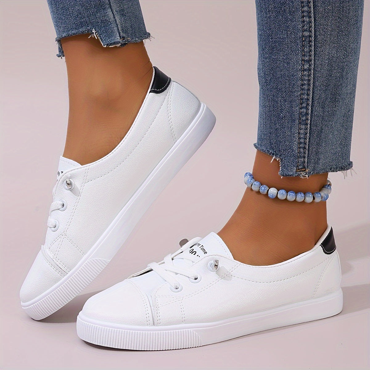Women's White Low-Cut Breathable Casual Slip-On Sneakers