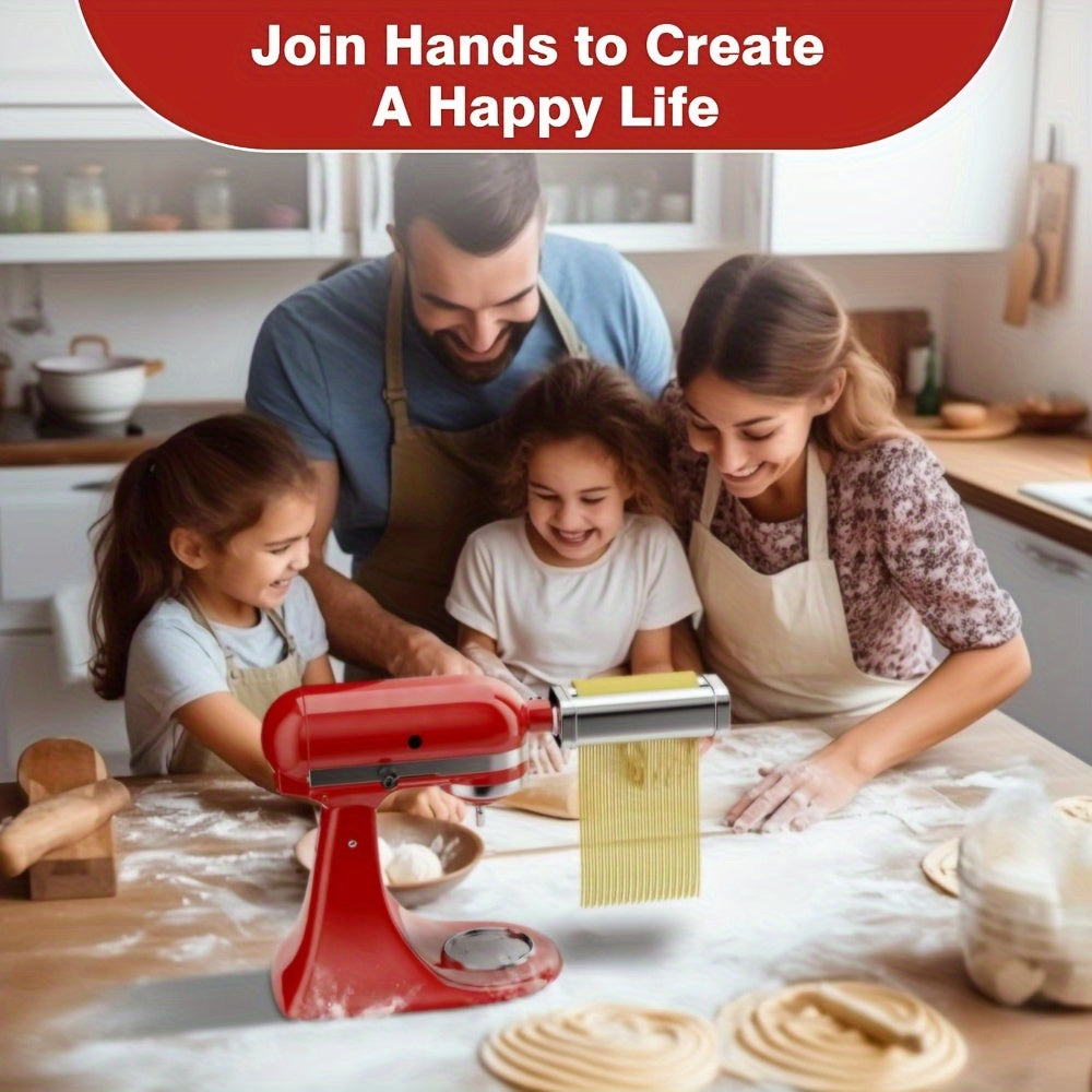 Набор насадок для пастомашины из нержавеющей стали для стационарных миксеров KitchenAid - включает в себя ролик для теста, резаки для спагетти и феттучини (набор из 3-х, машина не включена)