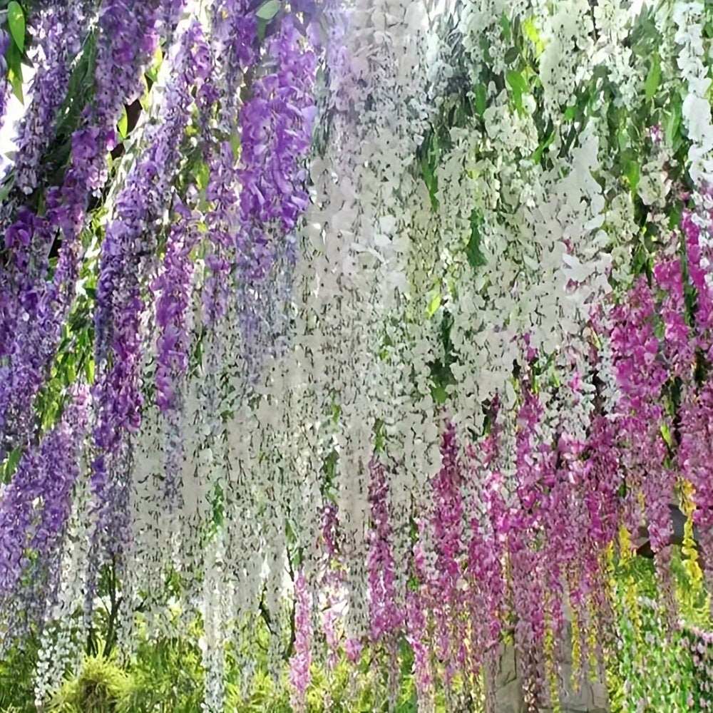Sun'iy Wisteria garlandi 10 ta to'plam ichki tashqi bezak uchun plastmassa, to'ylar, takliflar
