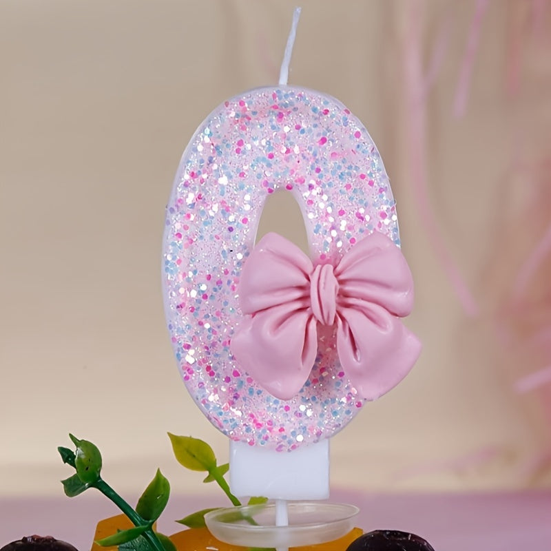 Pink Number 0-9 Birthday Candle for Girl's Cake Decorations