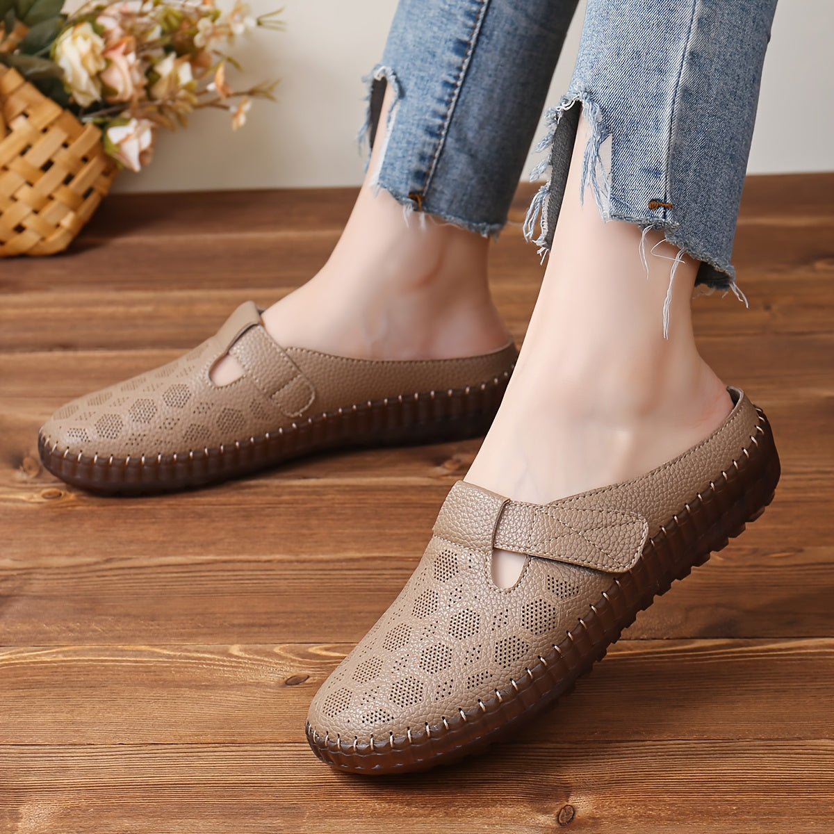 Women's Handmade Adjustable Soft Sole Slip-On Shoes Non-Slip Durable