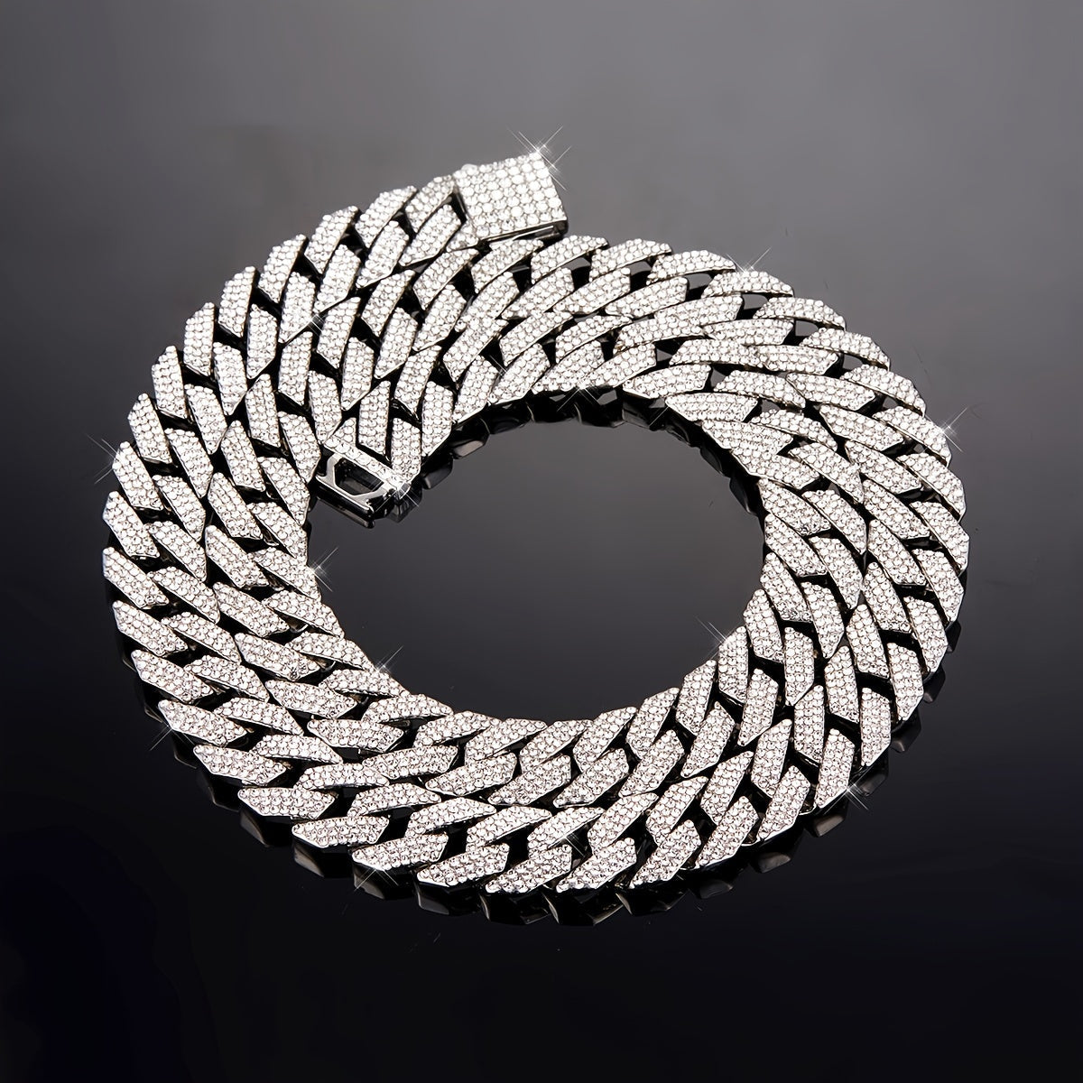 Icy 3-Row Rhinestone Cuban Link Chain Necklace for Men Edgy Hip Hop Jewelry