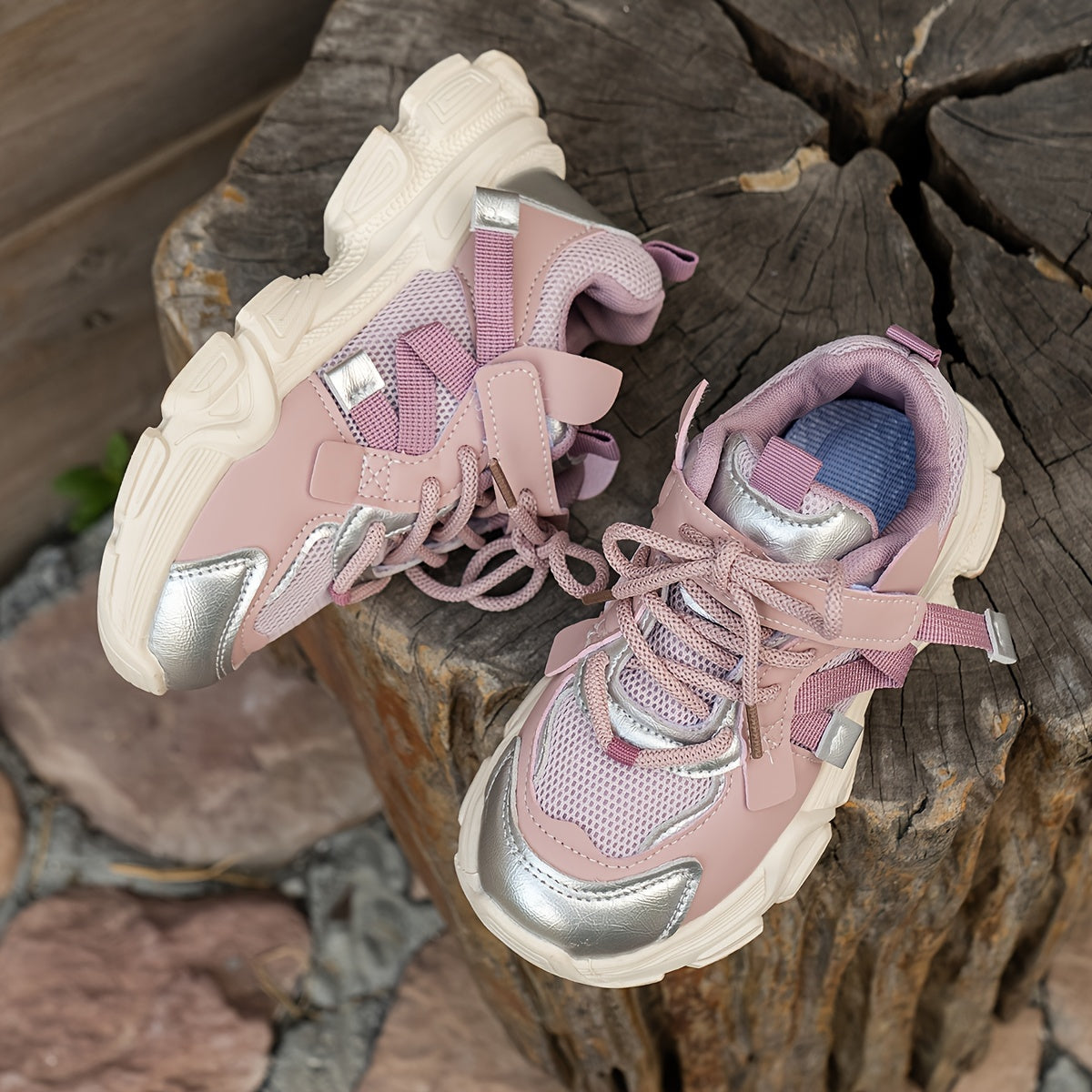 Kids Breathable Athletic Sneakers with Non-Slip Soles and Hook-and-Loop Closure for Spring and Fall