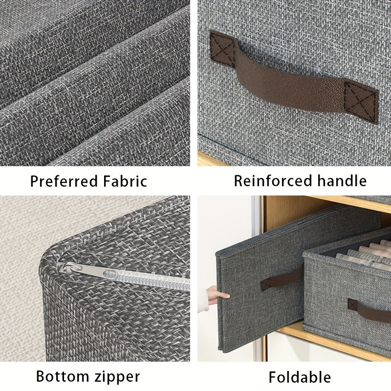 Minimalist Fabric Storage Box Foldable Beige Light Grey for Home Organization