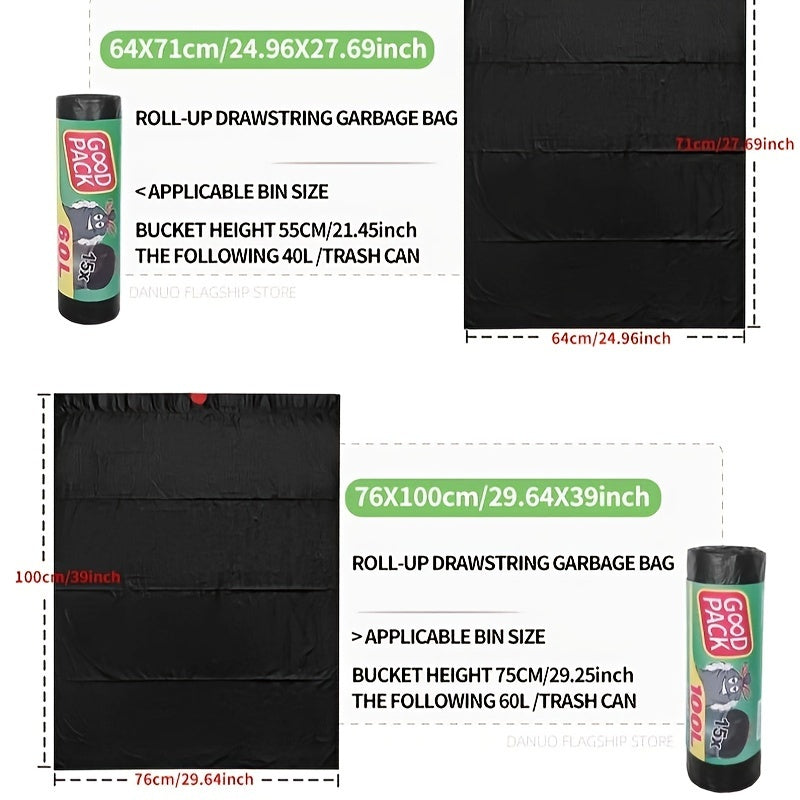 Large Thickened Drawstring Garbage Bags for Kitchen Yard and Barrel 30L 60L 98L