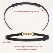 Women's Leather Thin Belt with Decorative Buckle Adjustable Waist Accessory