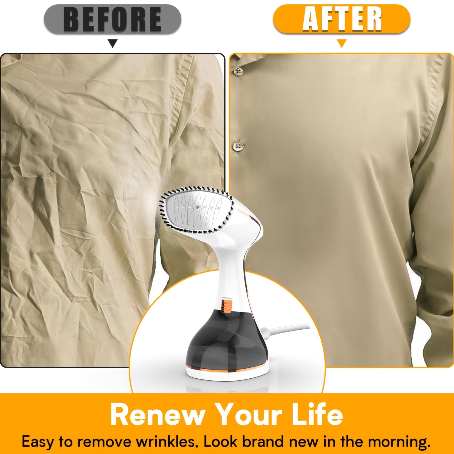 Handheld Garment Steamer 1780W Fast Heating 3 Steam Levels Wrinkle Remover