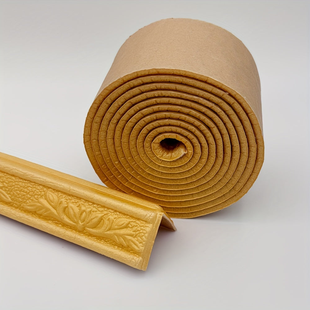 Golden Floral Self-Adhesive Vinyl Wall Trim with Leaf Pattern for Ceilings and Walls 230cmx8cm