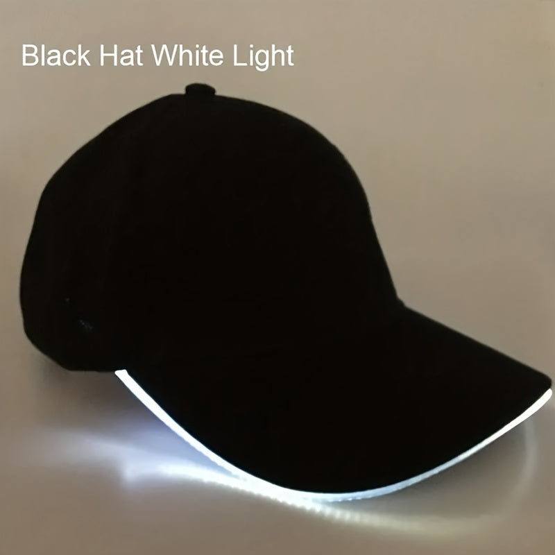 Gorra de béisbol con luz LED para fiestas y eventos. Baterías incluidas