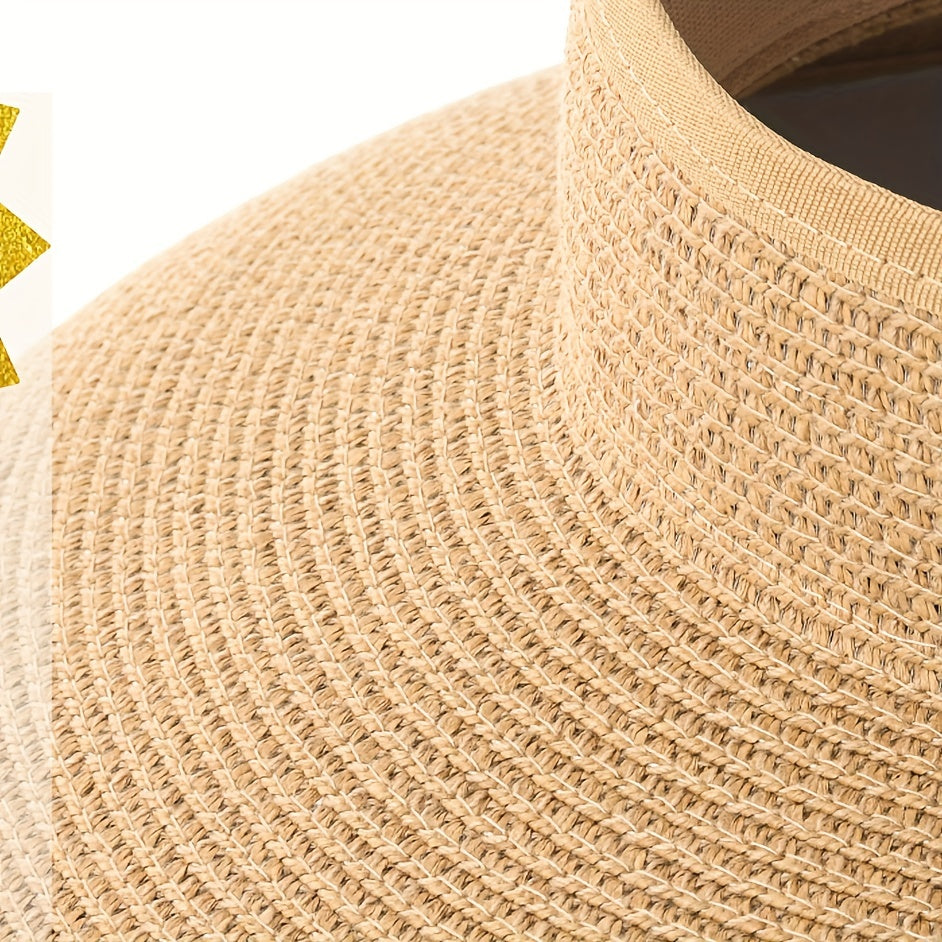 Women’s Wide Brim Straw Sun Visor Hat Packable Foldable Beach Travel Summer