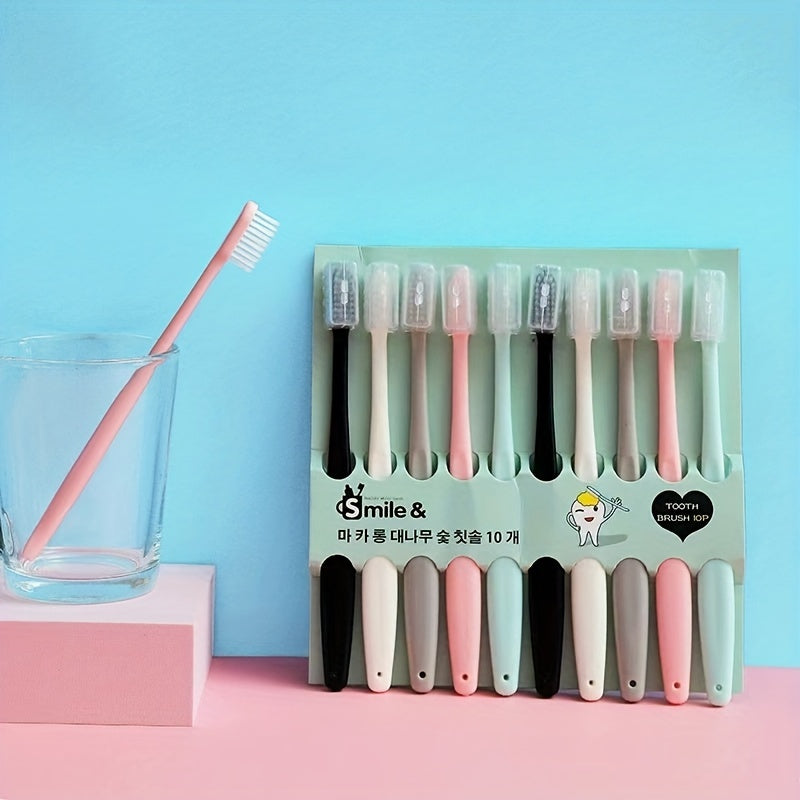 10 Pack Ultra-Soft Microfiber Fine Bristle Adult Toothbrushes for Home Use