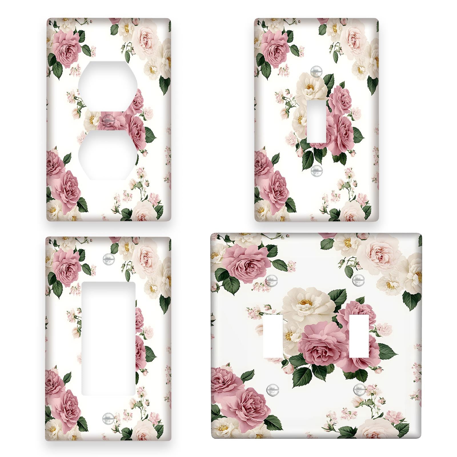 Decorative Pink Flower Light Switch Cover for Bedroom and Classroom 1-Gang/2-Gang
