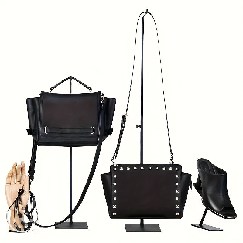 Soporte ajustable para exhibición de bolsos en acero inoxidable, soporte para bolsos para comercio minorista o hogar