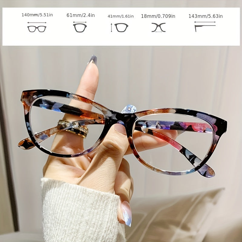 Gafas de lectura cuadradas para mujer con patrón de impresión de marco completo para presbicia