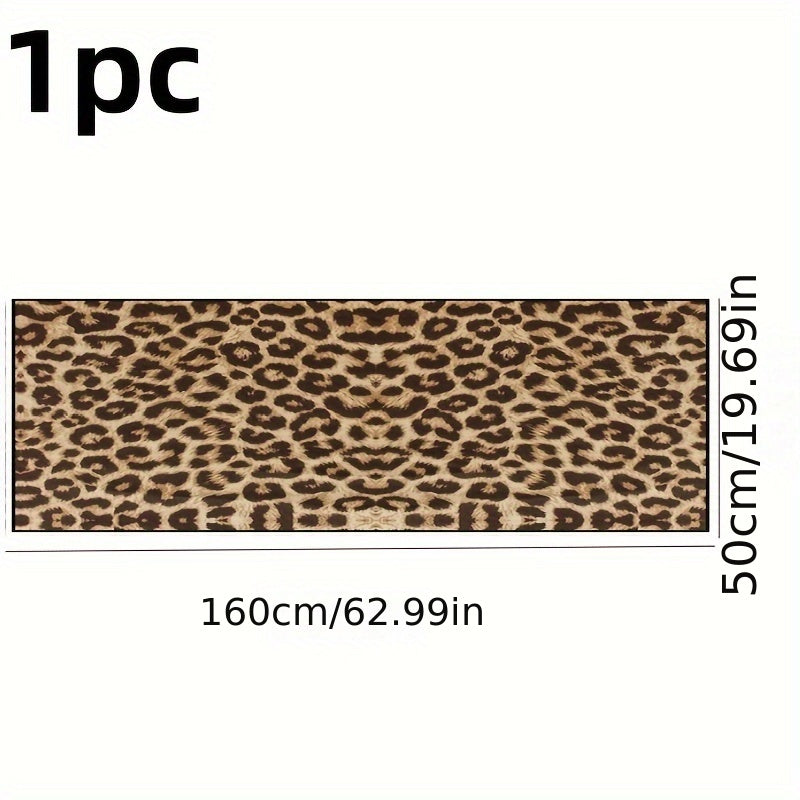 Leopard Print Non-Slip Floor Mat Absorbent Rug for Kitchen Bathroom Entry