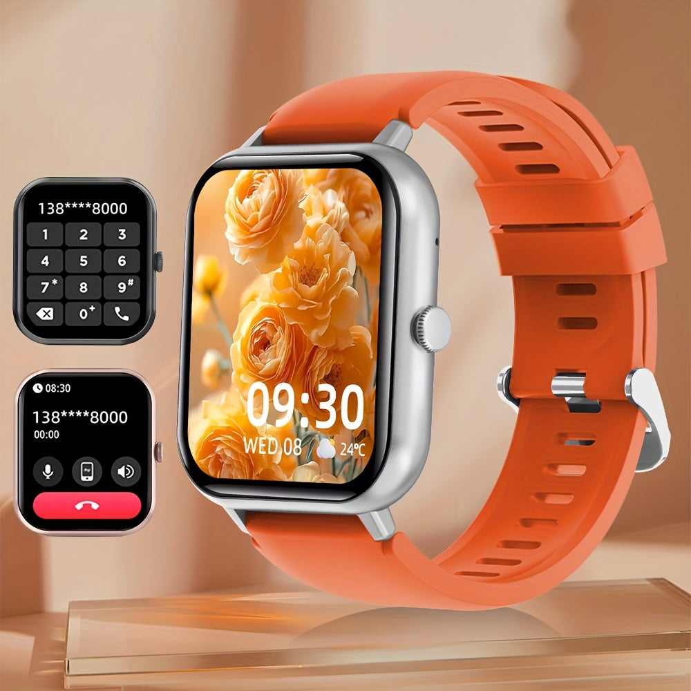 Часы LifeBee Smartwatch для мужчин и женщин - 4,65 см полный сенсорный экран, функция звонка, более 100 режимов упражнений, шагомер, отслеживание расстояния и калорий, USB зарядка, красный, фитнес и мультиспорт