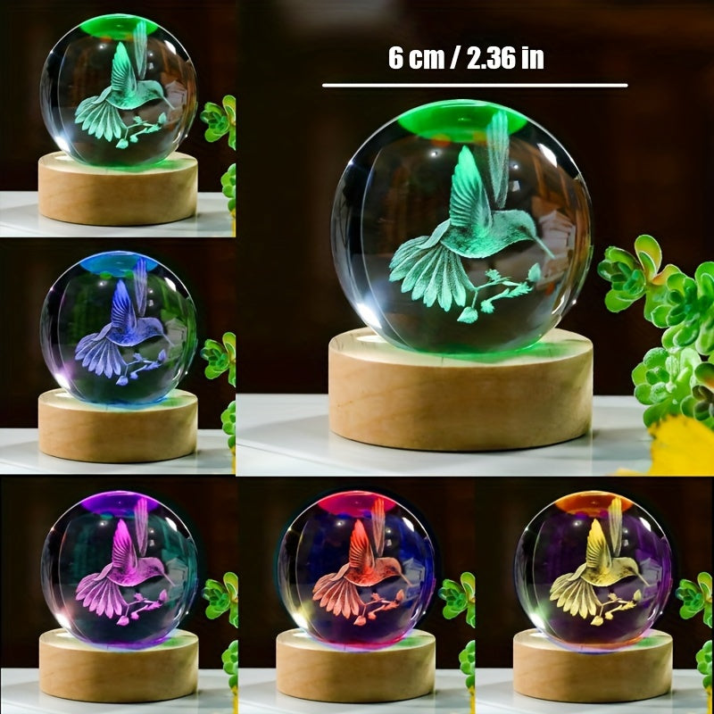3D Hummingbird Night Light USB Color-Changing Animal Figurine Gift for Birthdays and Graduations