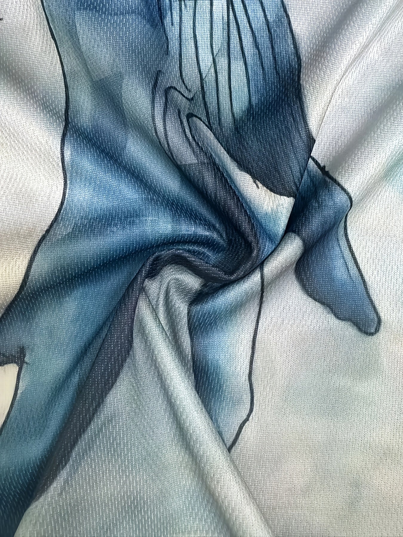 Camiseta de manga larga de poliéster para hombre de todas las estaciones con estampado de ballena geométrica y barco