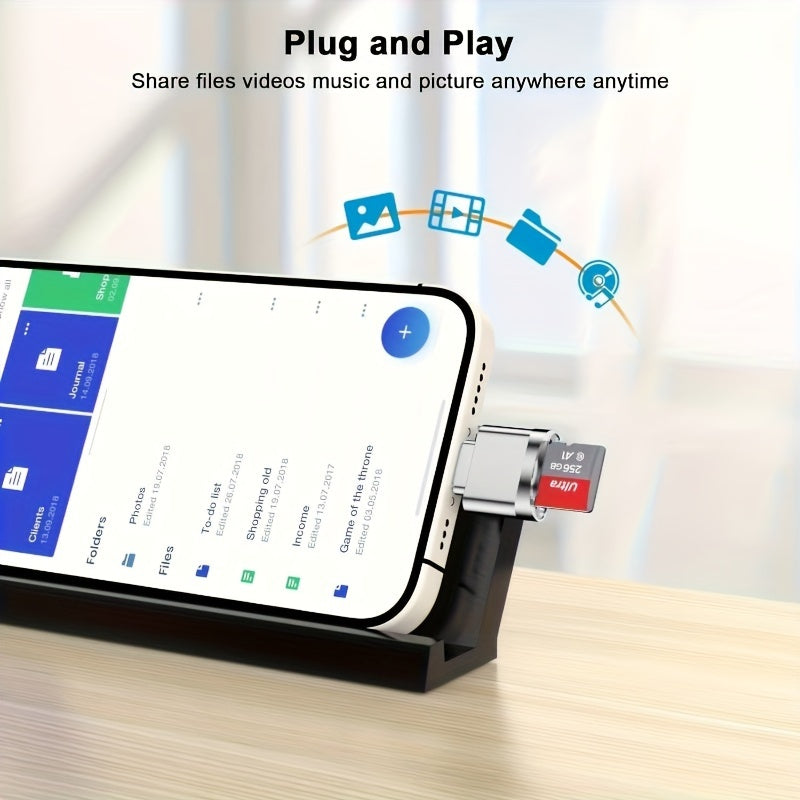 Portable Dual USB-C and USB Card Reader for SD and TF Cards Gray