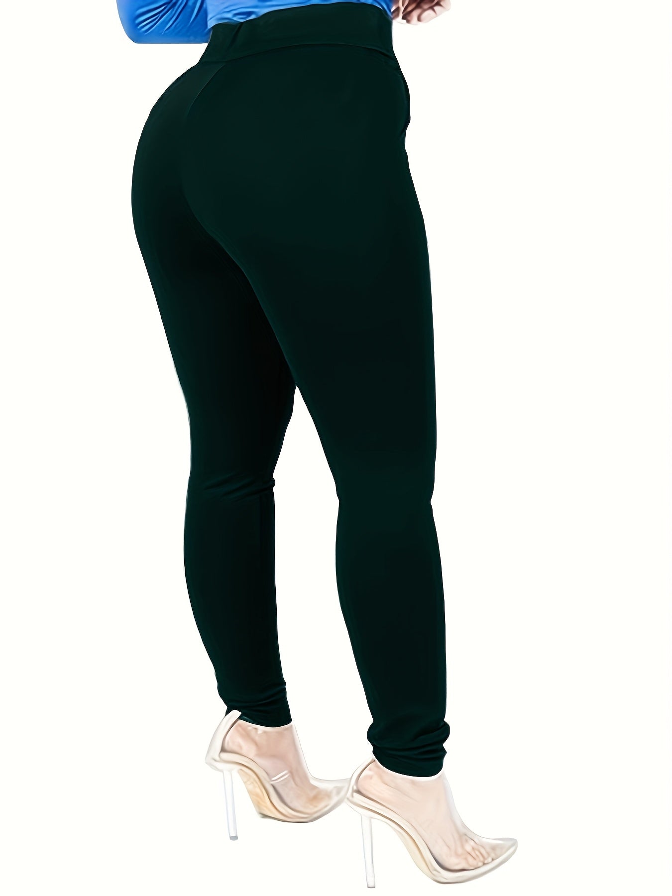 Plus Size Women’s Stretchy High Waist Pocket Leggings for Spring Fall