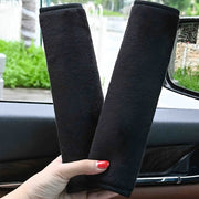 Car Seat Belt Shoulder Pads Soft Plush Spandex Comfort Cover Black 2 Pack
