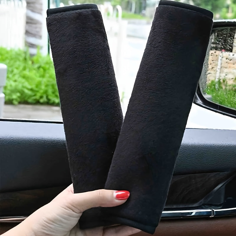 Almohadillas de hombro para cinturón de seguridad de coche, suaves, de felpa, spandex, funda de confort, negro, pack de 2