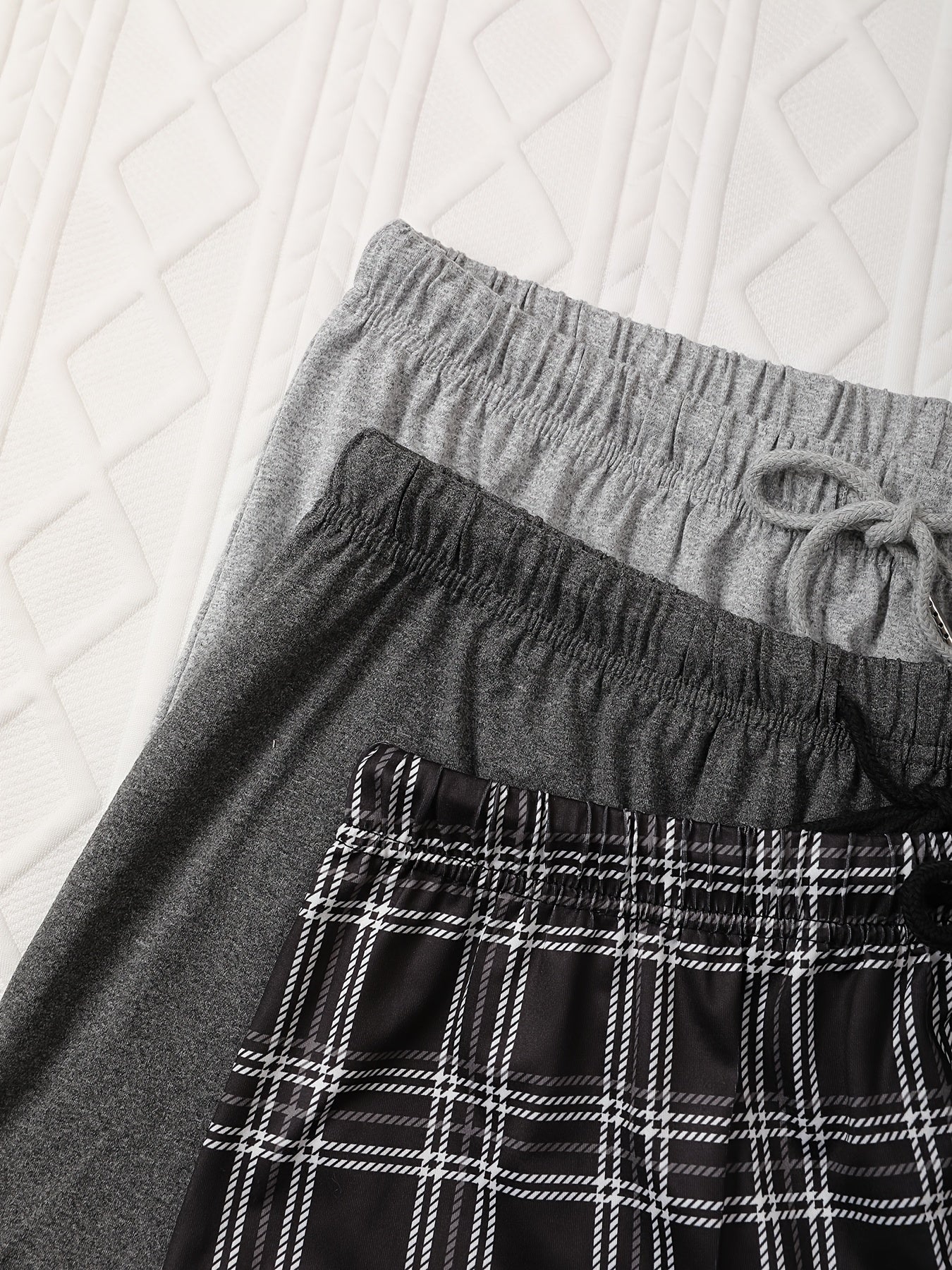 Women's Plus Size Lounge Shorts Solid and Plaid Drawstring Elastic Waist