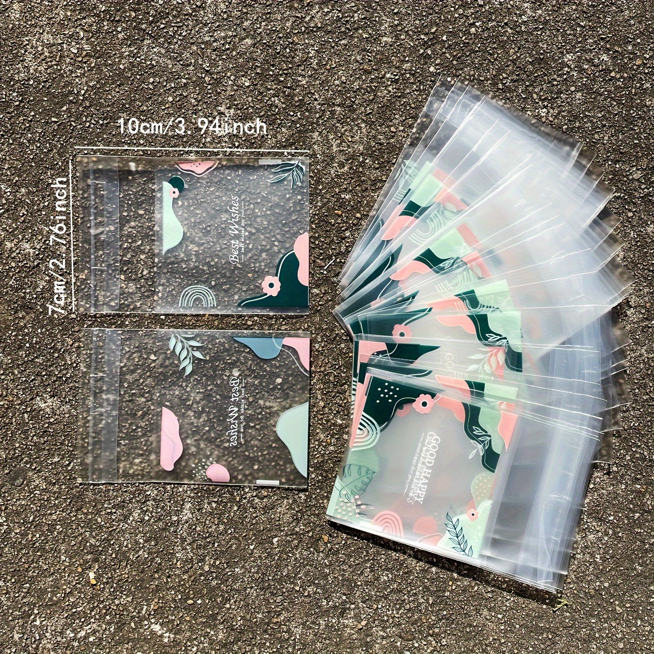 100 dona Frosted sovgʻa qadoqlash sumkasi, fern bargi va gul naqshli