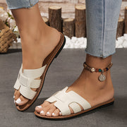 Women's Flat Slip-On Sandals Minimalist Open Toe Rubber Sole All-Season