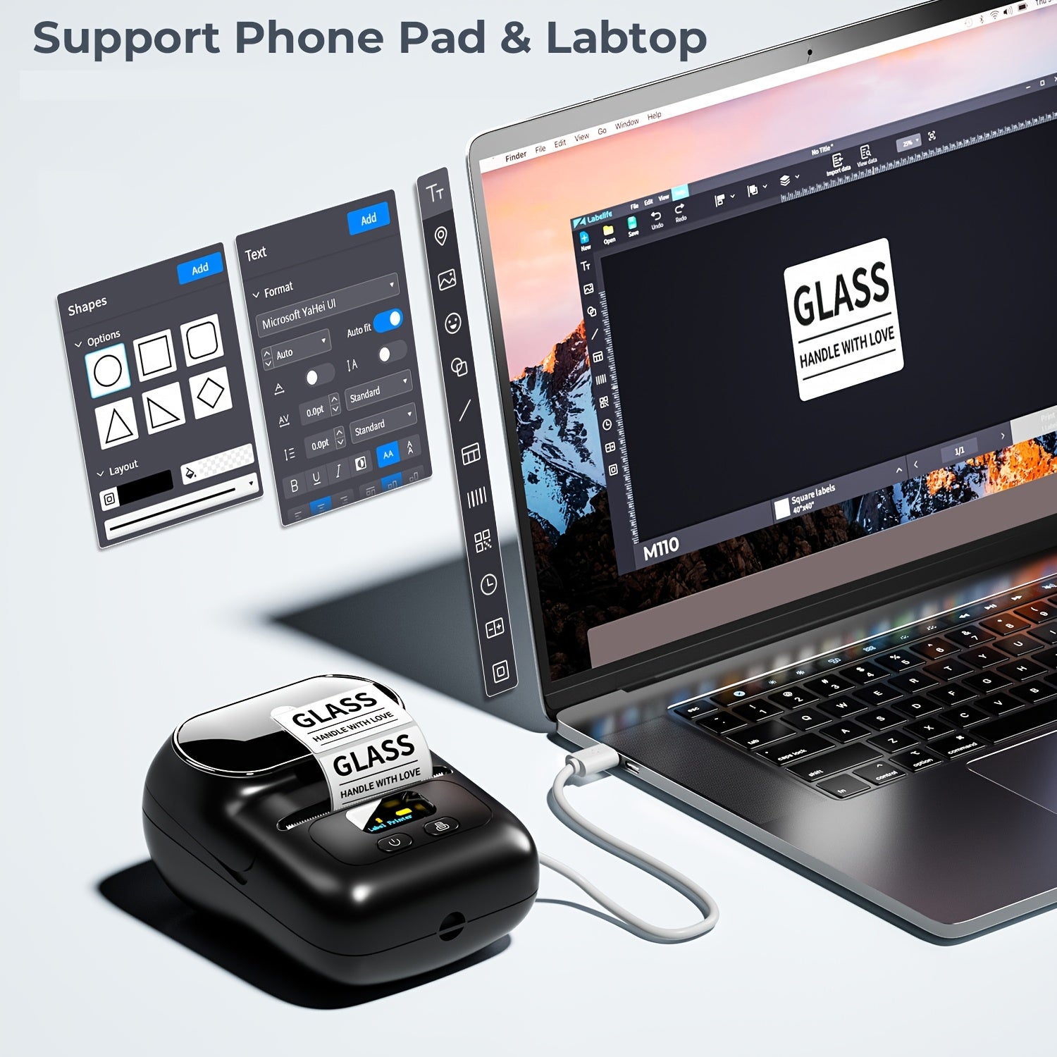 Mini Wireless Thermal Label Printer for Small Business Home Office 0.8-2 Inch