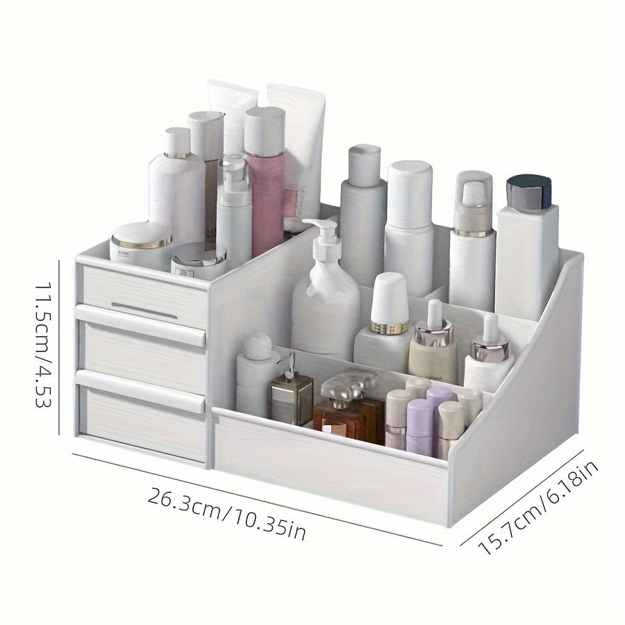 Desktop Cosmetics Storage Box with Drawer Multi-Grid Large Capacity Makeup Organizer