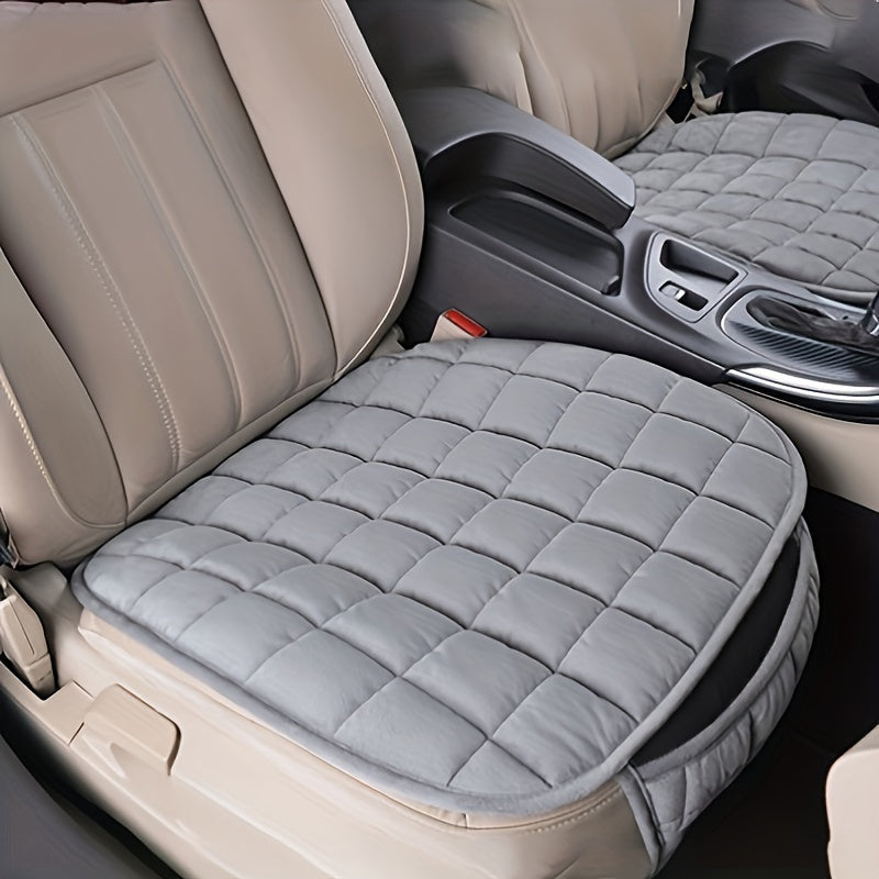 Car Seat Cushion with Sponge Filling Breathable Non-Slip Lightweight All-Season Beige Quilted