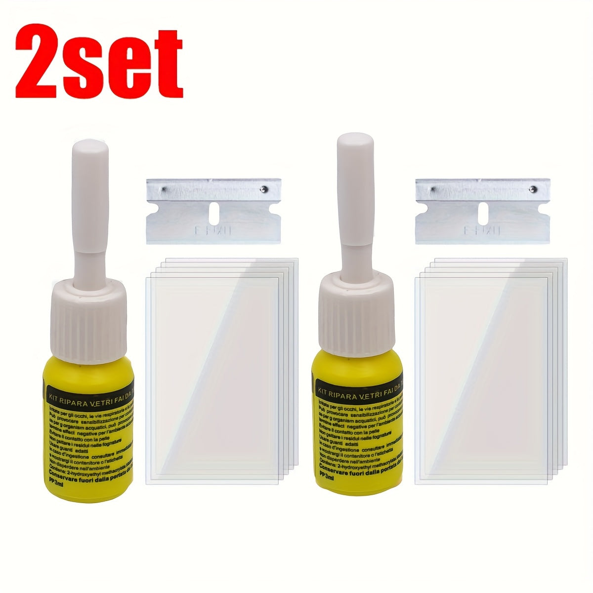 Universal avtomobil shisha yorig'ini tuzatish to'plami, shisha ta'mirlash asbobi, shaffof qotish uchun yopishqoq