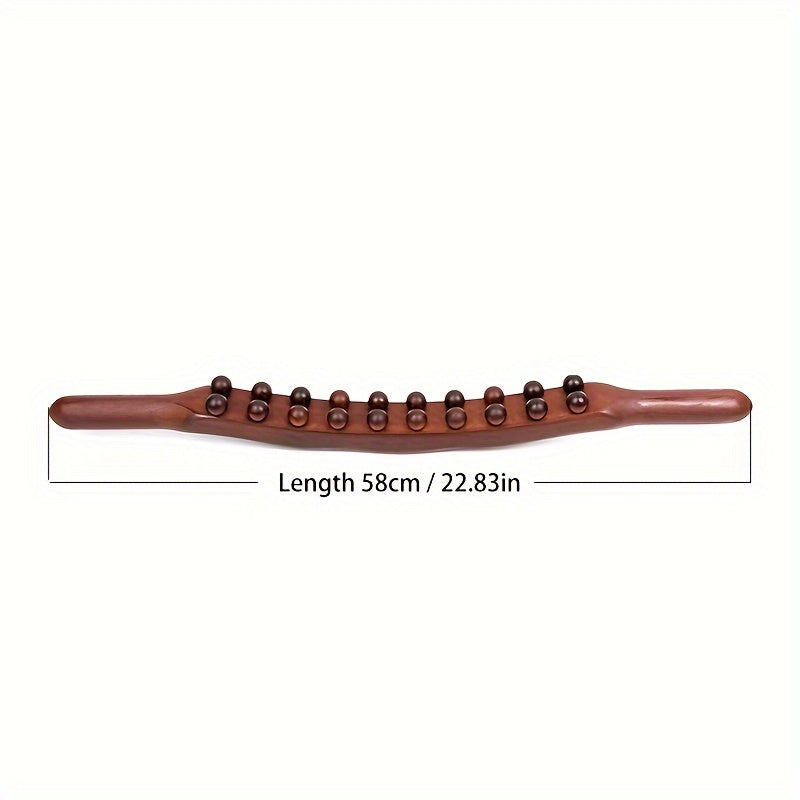 Wooden Meridian Roller with 20 Beads for Full Body Massage and Abdominal Scraping