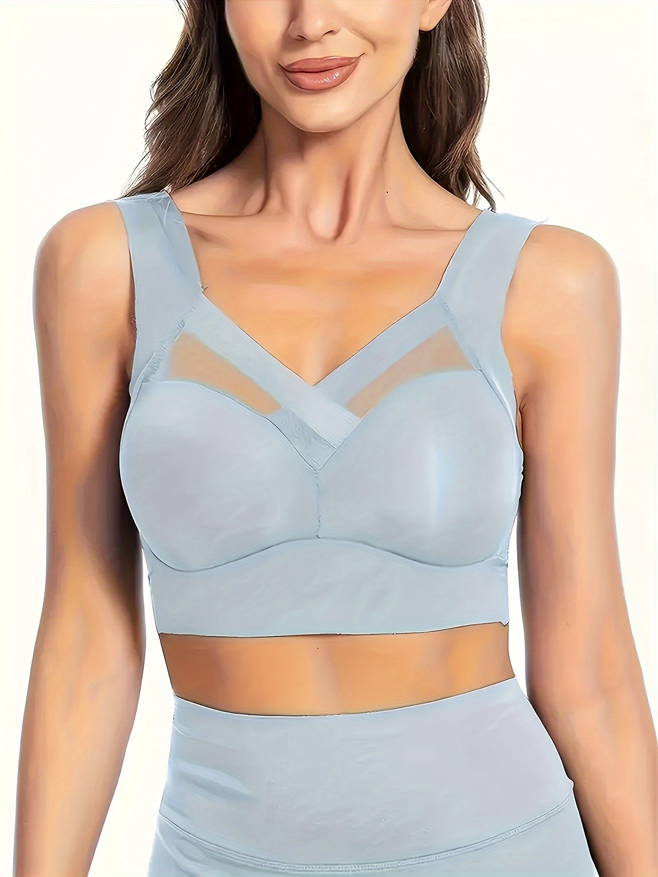 Plus Size V-Neck Sports Bras Nylon Spandex Blend Medium Support 3 Pack