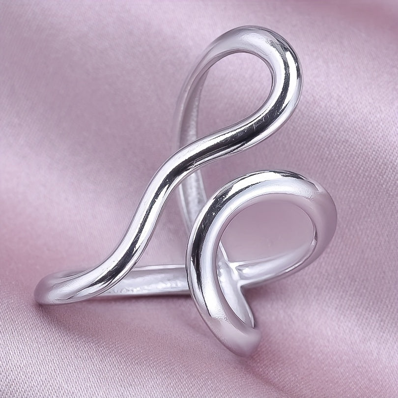 Women's Adjustable Titanium Steel Curved Ring for Daily Wear and Gift