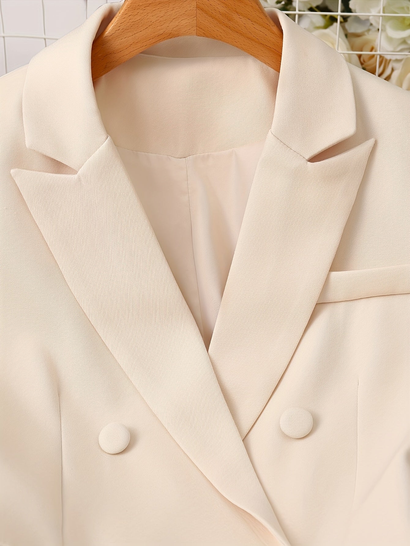 Blazer de color sólido para mujer, chaqueta de traje de doble botonadura, manga larga, poliéster, para negocios y ropa formal